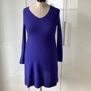 EILEEN FISHER Merino WoolV-Neck Dress Color-Purple Size-XS NWOT